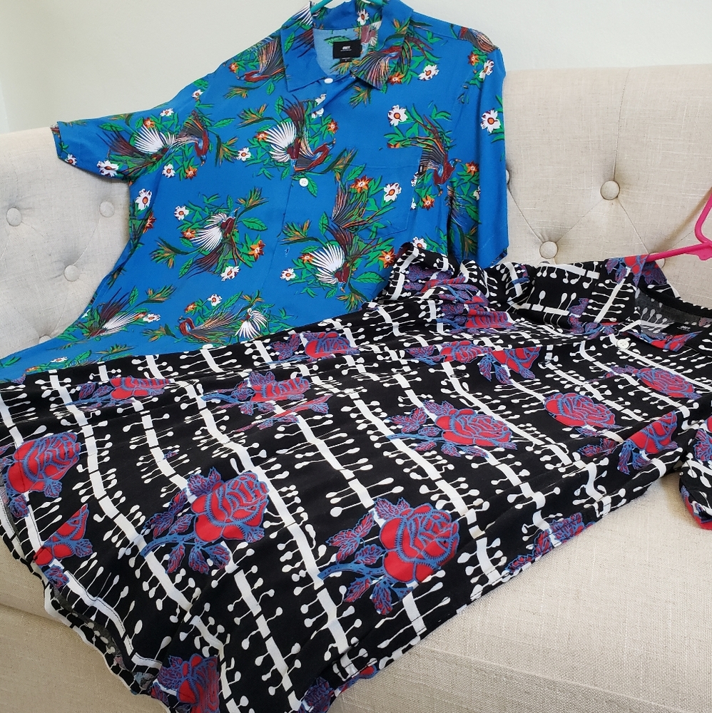 Two Obey Button-up Shirts